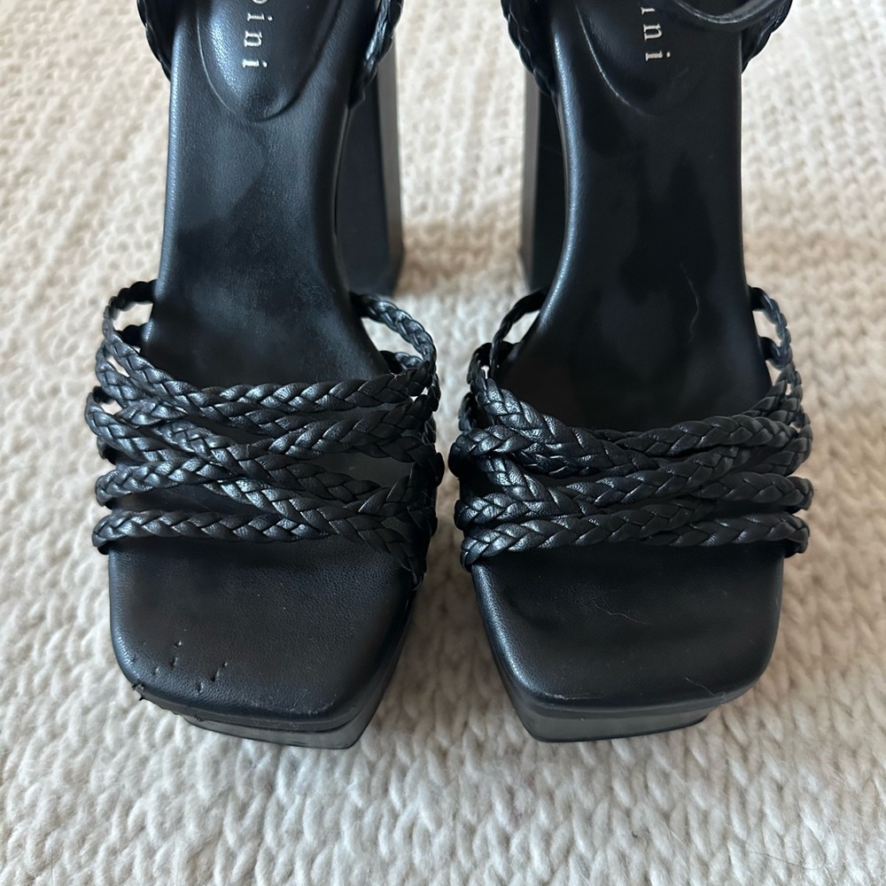 Gianni Bini Black Rope Braided Platform Heels Size 7 - Picture 6 of 10
